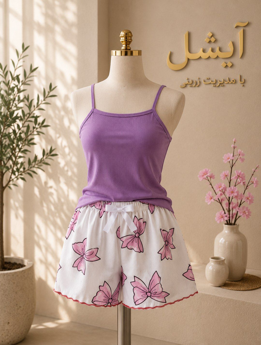ست سه تیکه تاپ شلوارک کبریتی