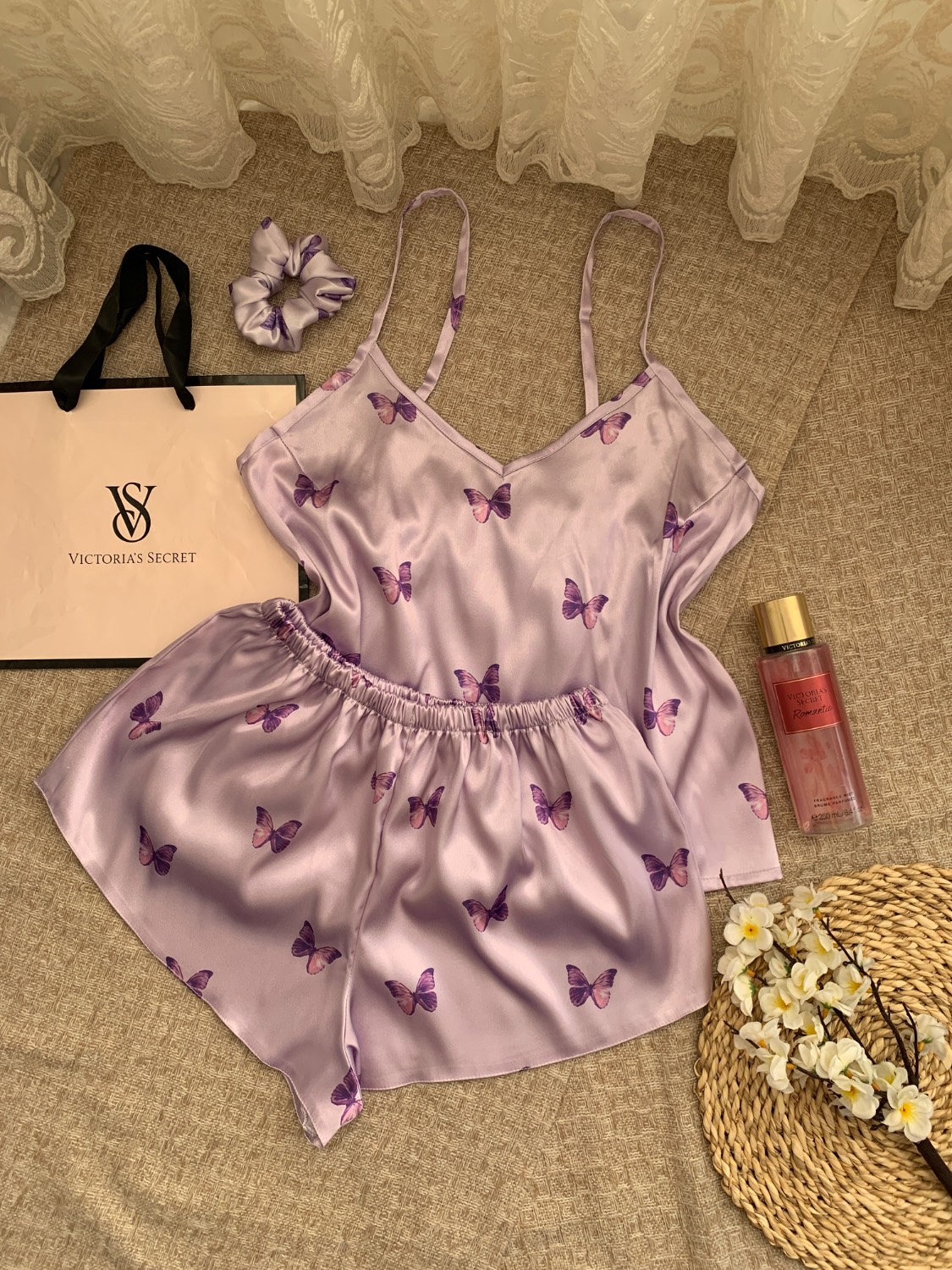 تاپ شلوارک ساتن پروانه