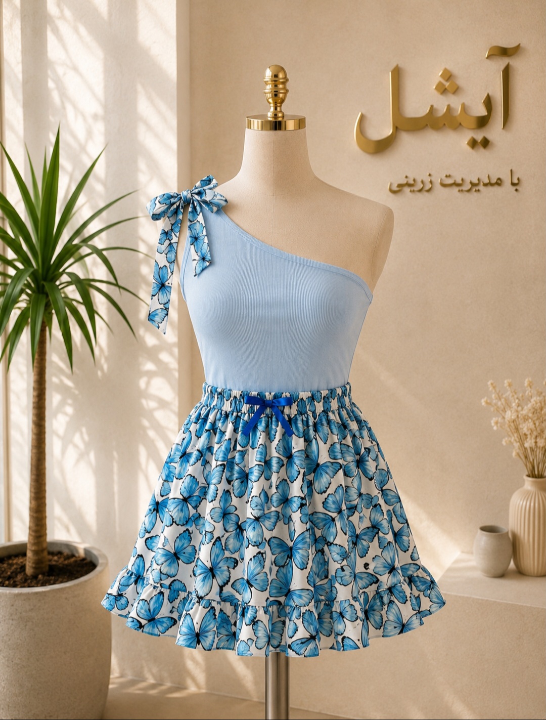 کراپ دامن طرح پروانه آیشل کبریتی کرپ بوگاتی نخ کد ۱۰۳