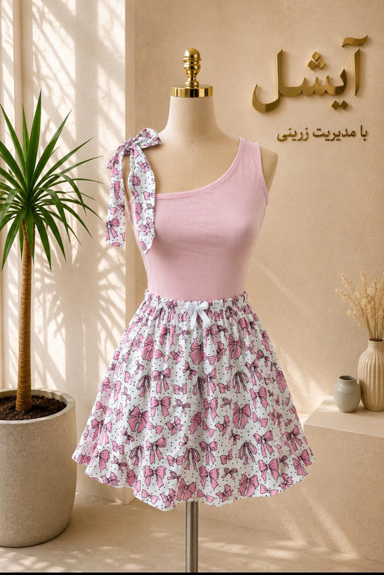 کراپ دامن پاپیون صورتی آیشل کد۷